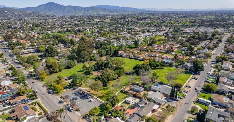 Scenic view of Lemon Grove, San Diego, California featuring a gate and garage door